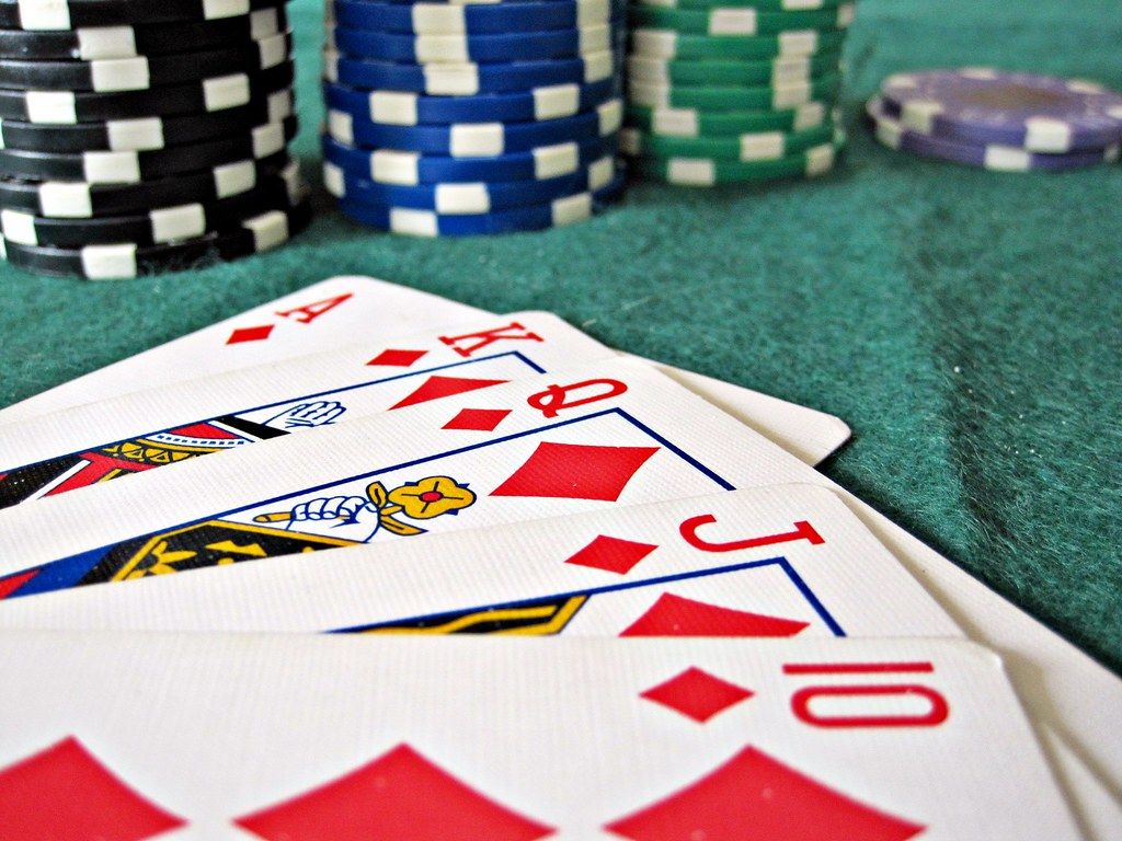 Poker cards and chips on a table