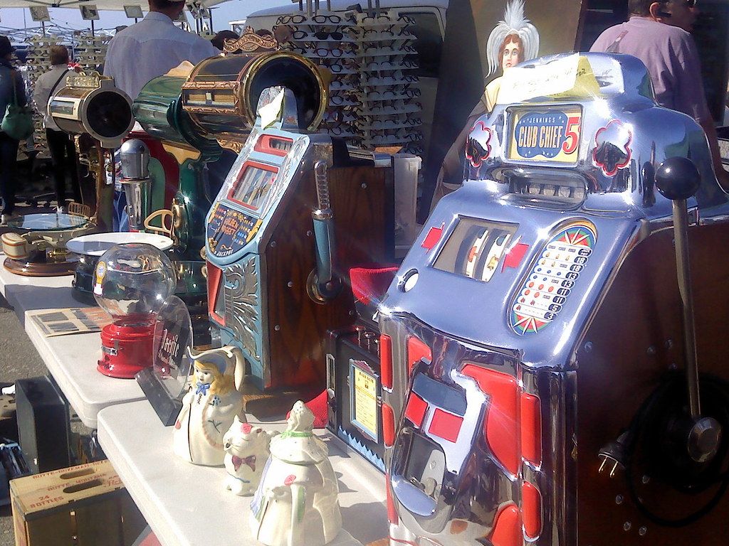 Vintage slot machines on display