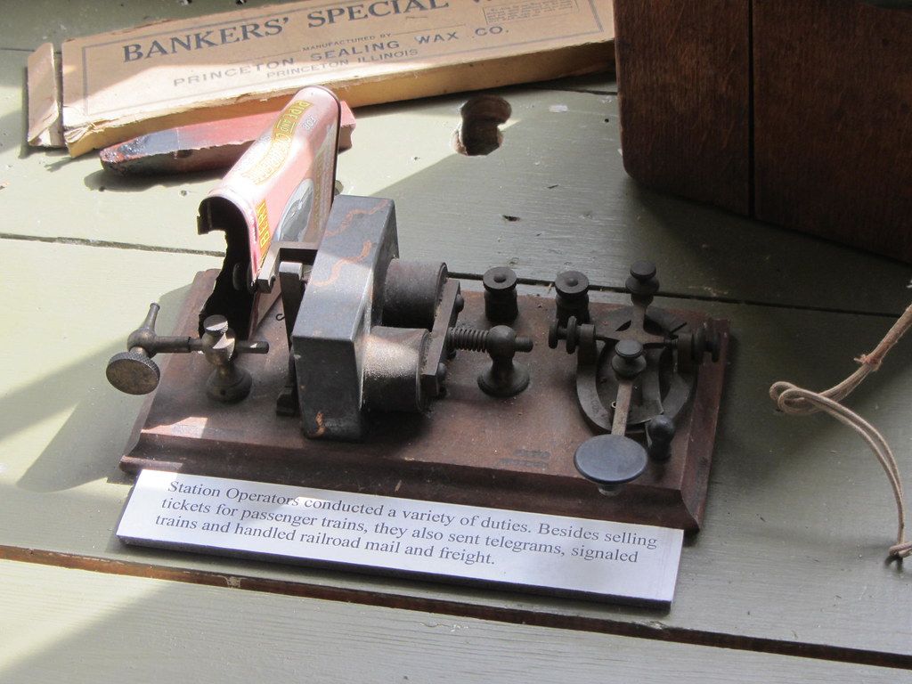 An old telegraph key in a museum